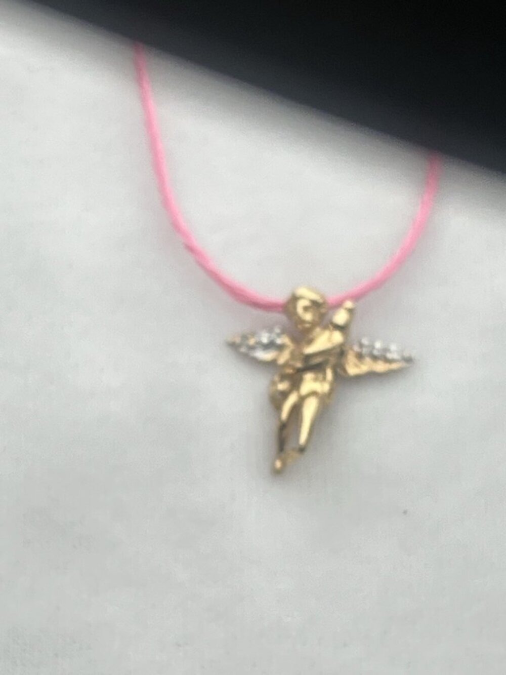 vtg made in Italy 2 gram 14k gold/6Diamond guardian angel pendant sparkly - Picture 16 of 16